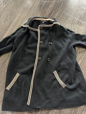 Brooks Brothers Black Knit Cardigan with Cream Trim
